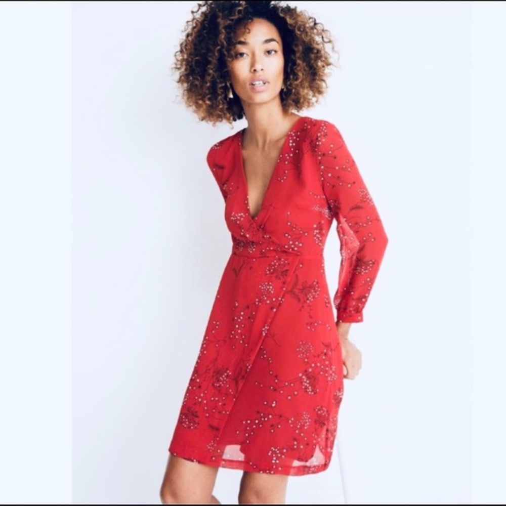 Madewell wrap around red dress